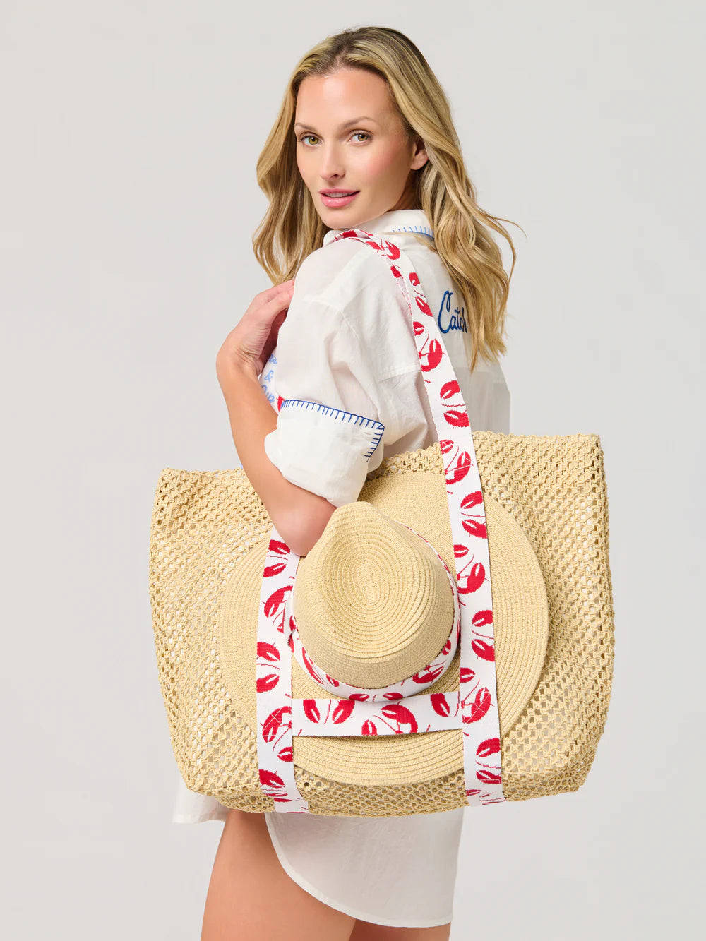 Shiraleah Claudia Tote and Hat Set, Red