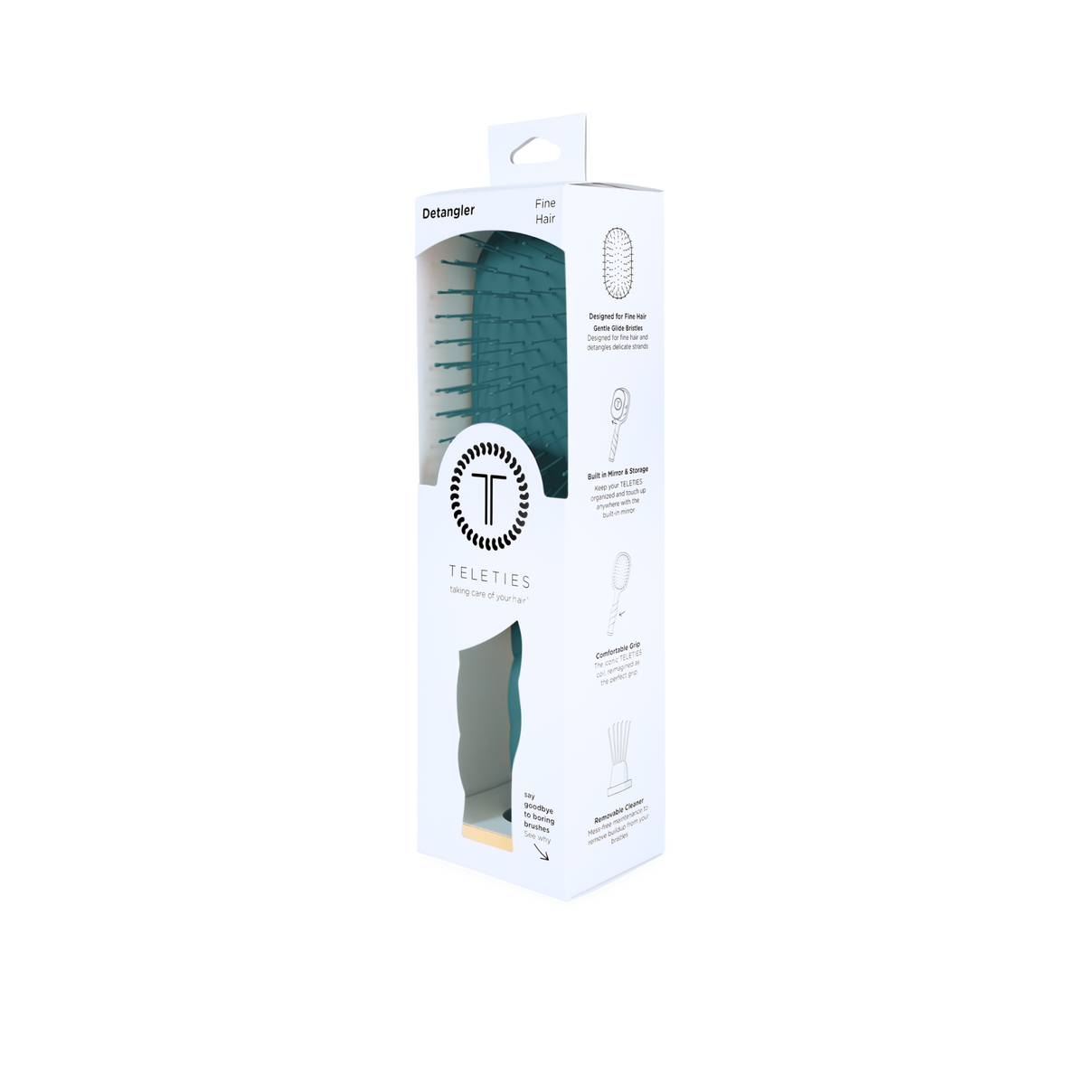 Teleties Detangler | Teal With It | Fine | Full Size Brush