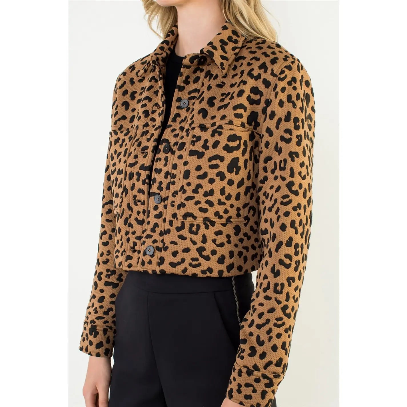 Cheetah Print Cropped Jacket