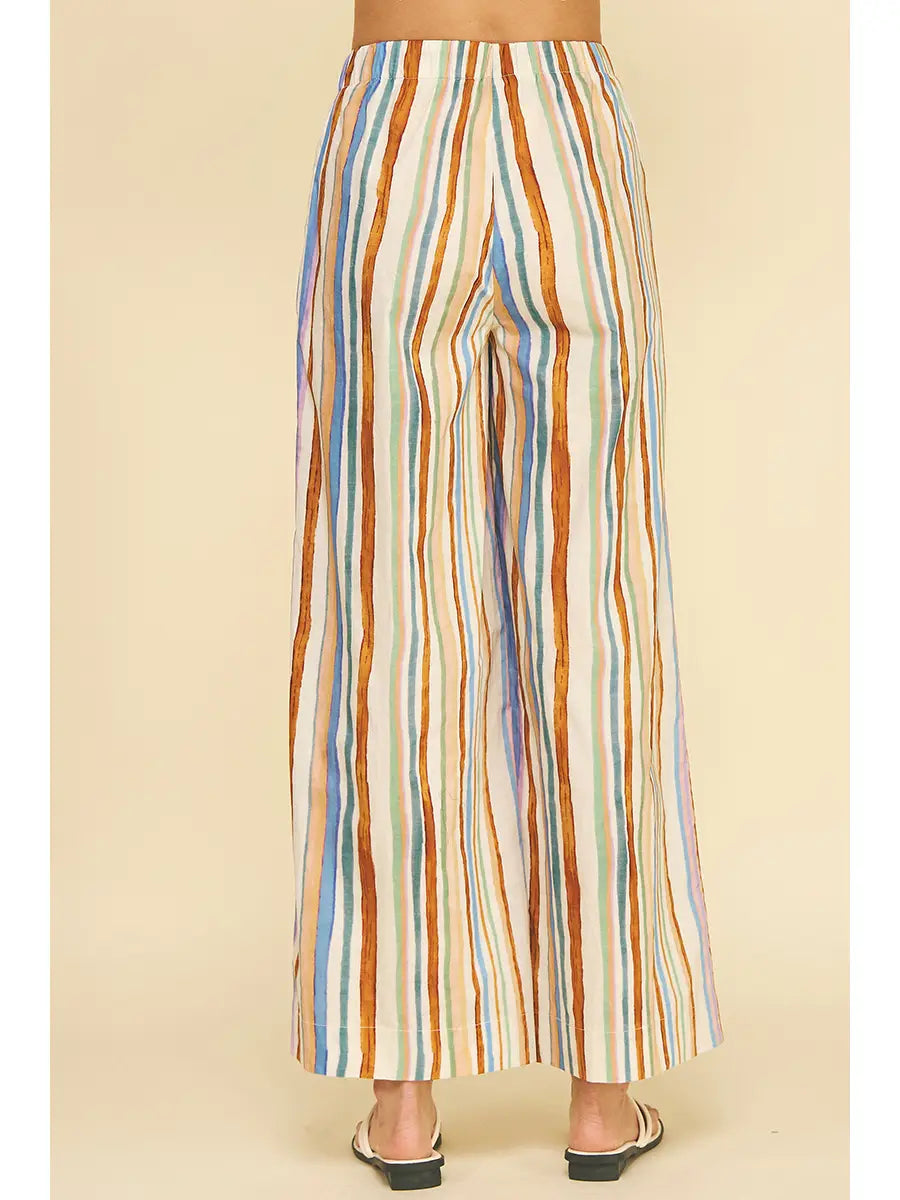 Multi Color Stripe Wide Leg Pants