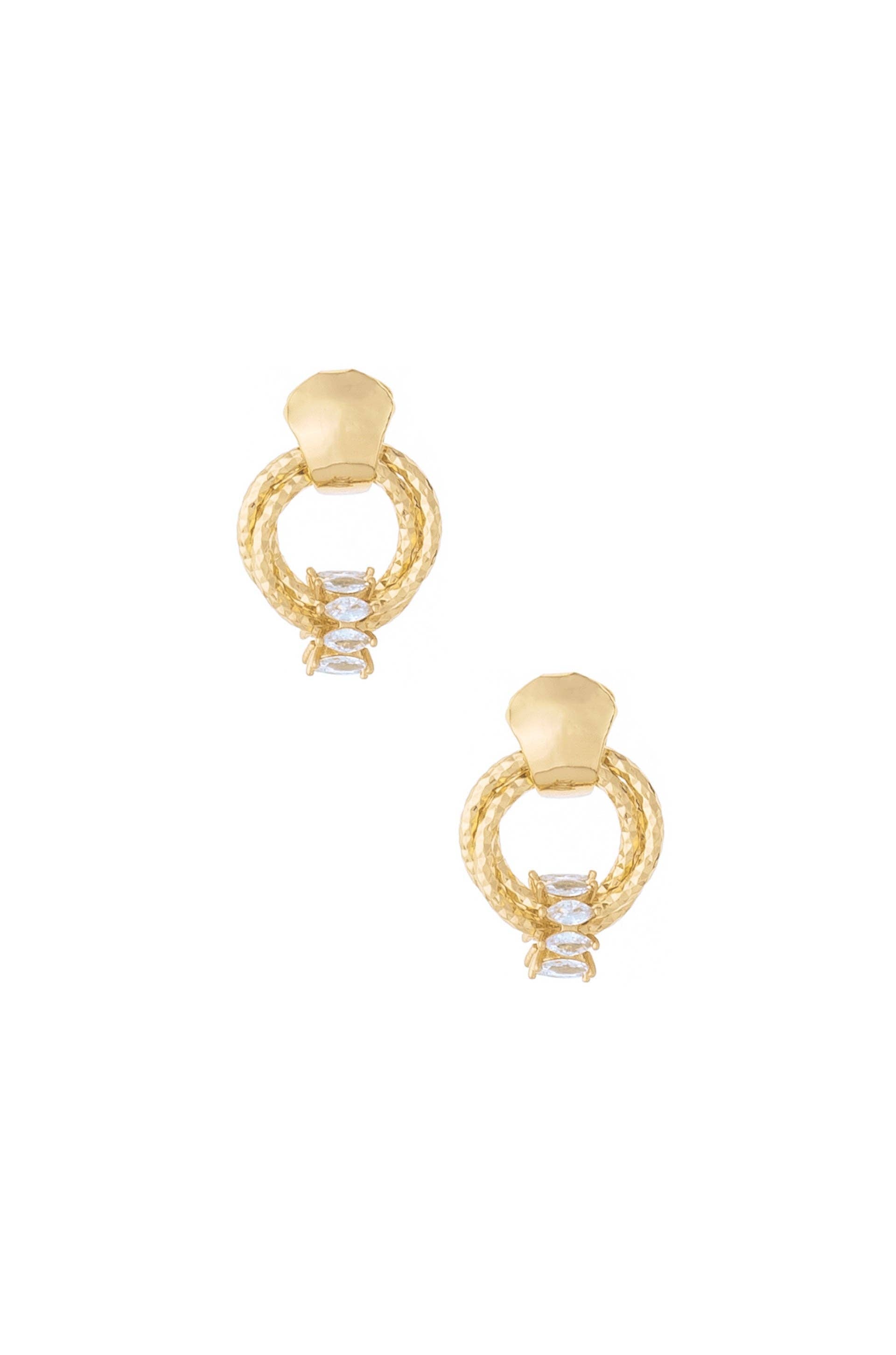 Mini Barrel 18k Gold Plated Crystal Earrings