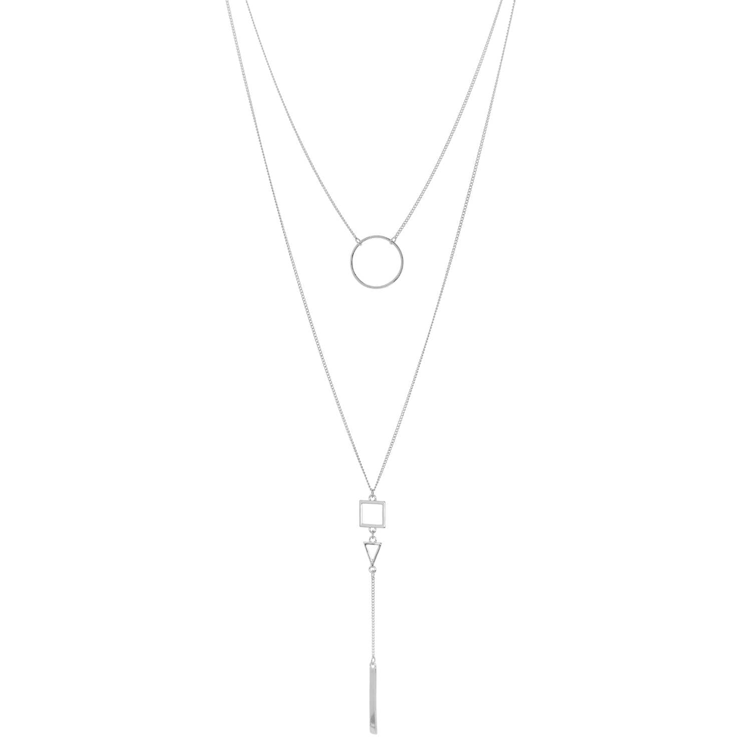 Layered geometric drop necklace