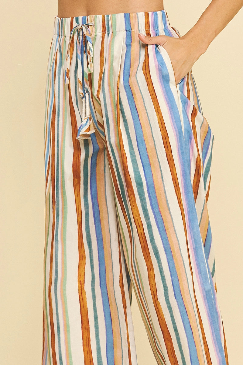 Multi Color Stripe Wide Leg Pants