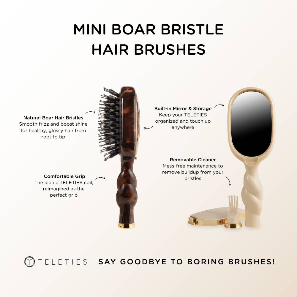 Teleties Mini Boar Brush | Tan Brush