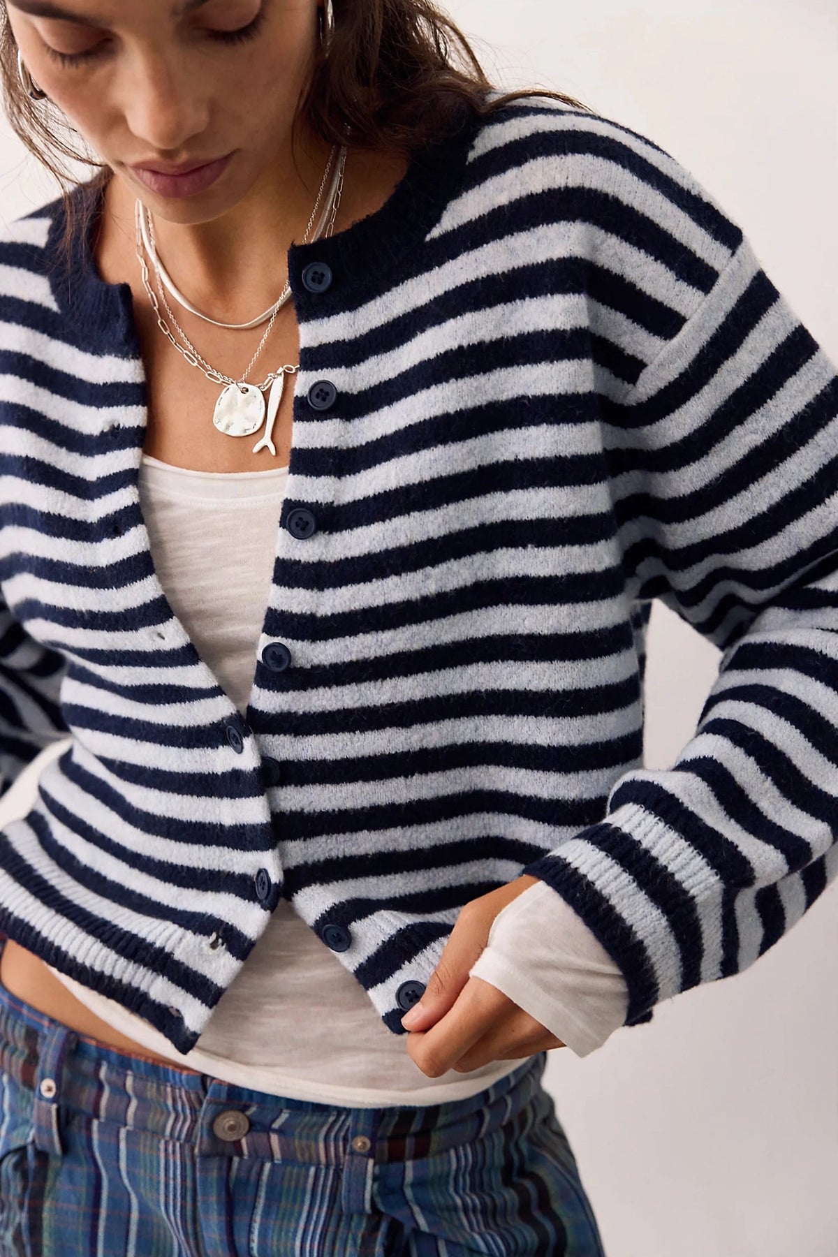 Striped Knit Button Up Cardigan Sweater