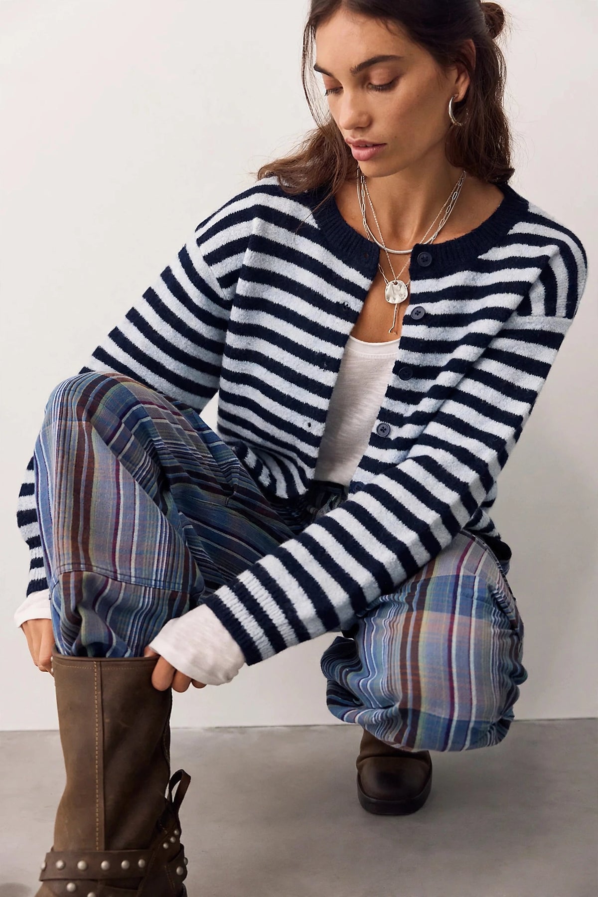 Striped Knit Button Up Cardigan Sweater