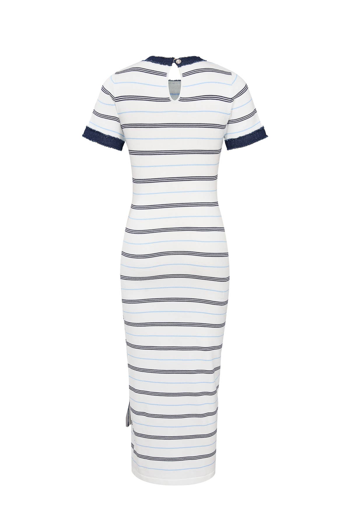 Short Sleeve Knit Dress with Stripe Pattern