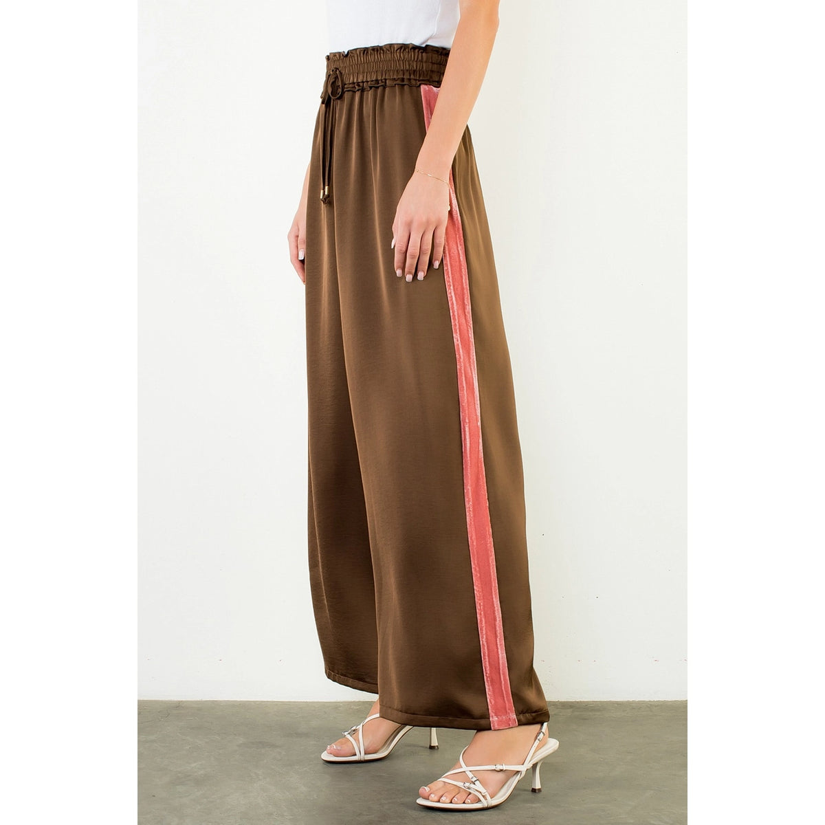 Drawstring Track Pants with Velvet Details