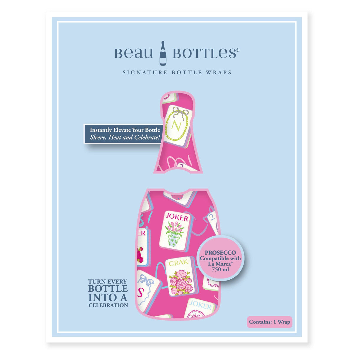 Pink Mahjong Prosecco Bottle Wrap – Gift for Her