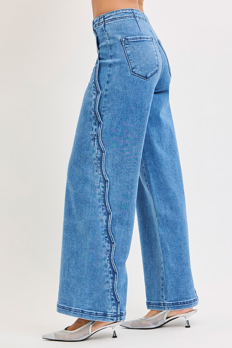 Risen | Scalloped Medium Wash Denim Jeans