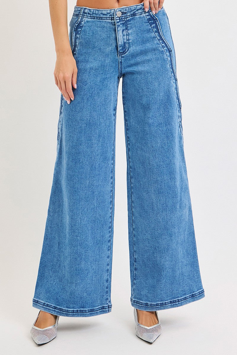 Risen | Scalloped Medium Wash Denim Jeans