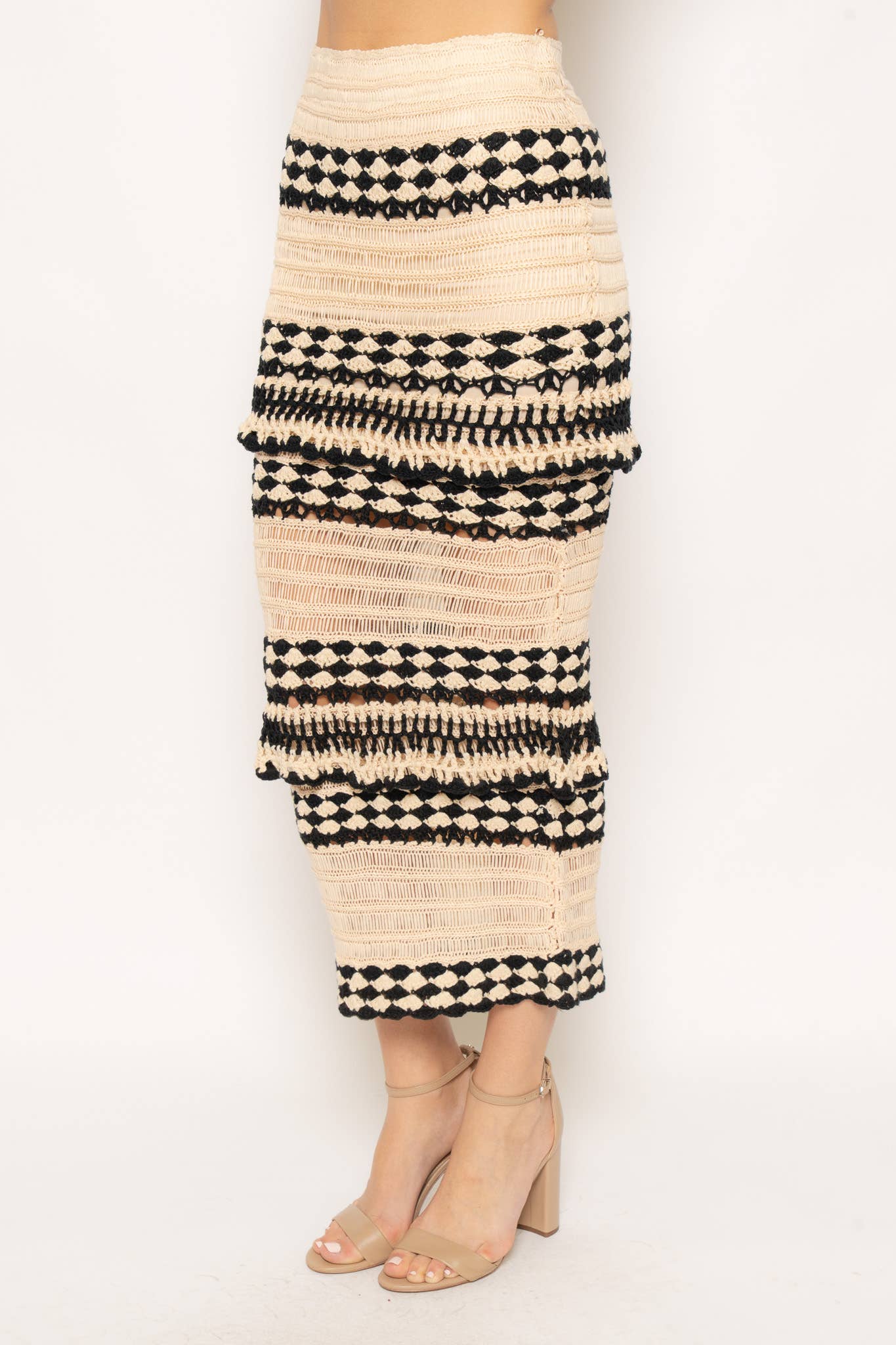 CROCHET RUFFLE MAXI SKIRT