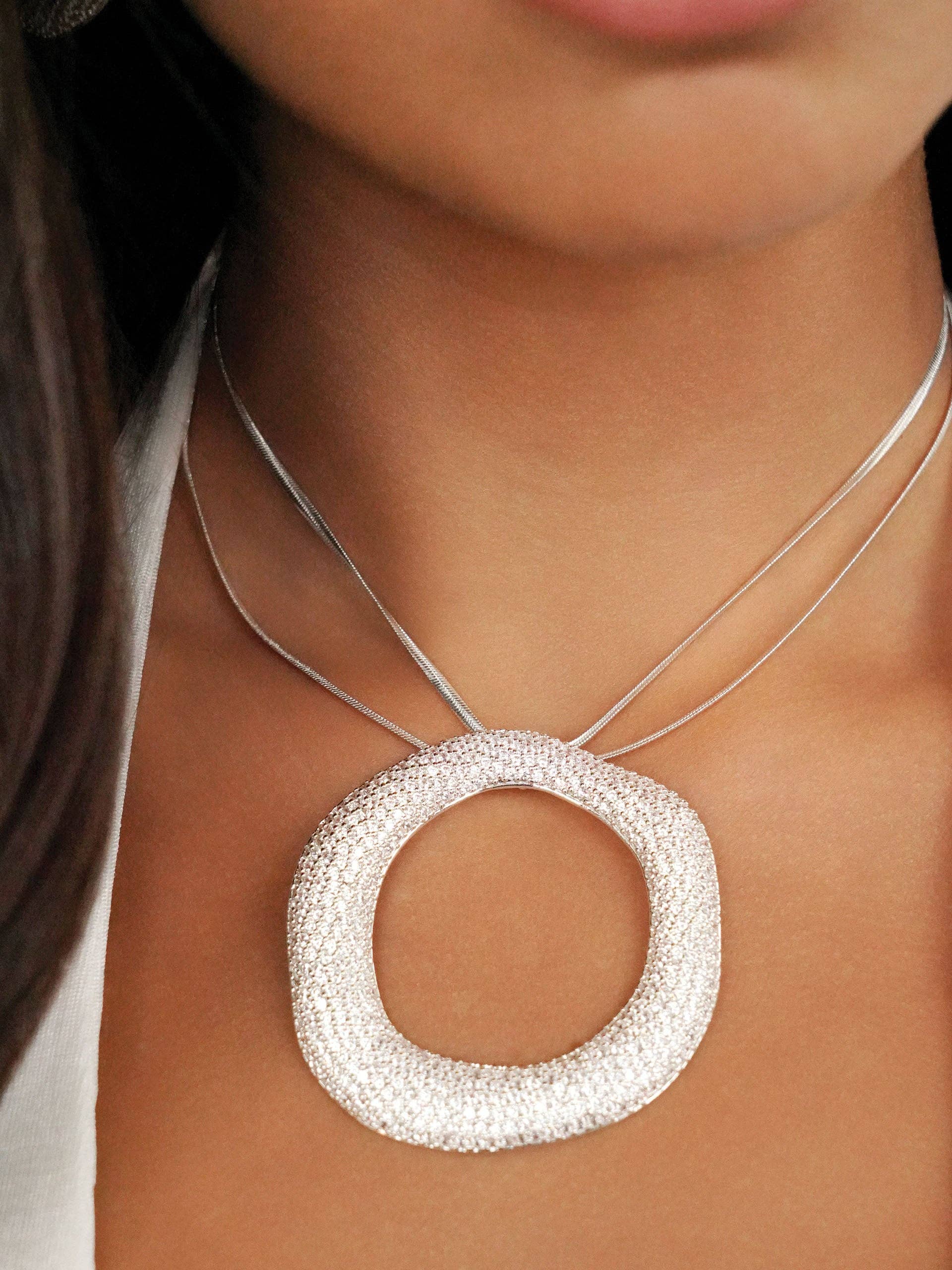 Open Circle Pavè Necklace