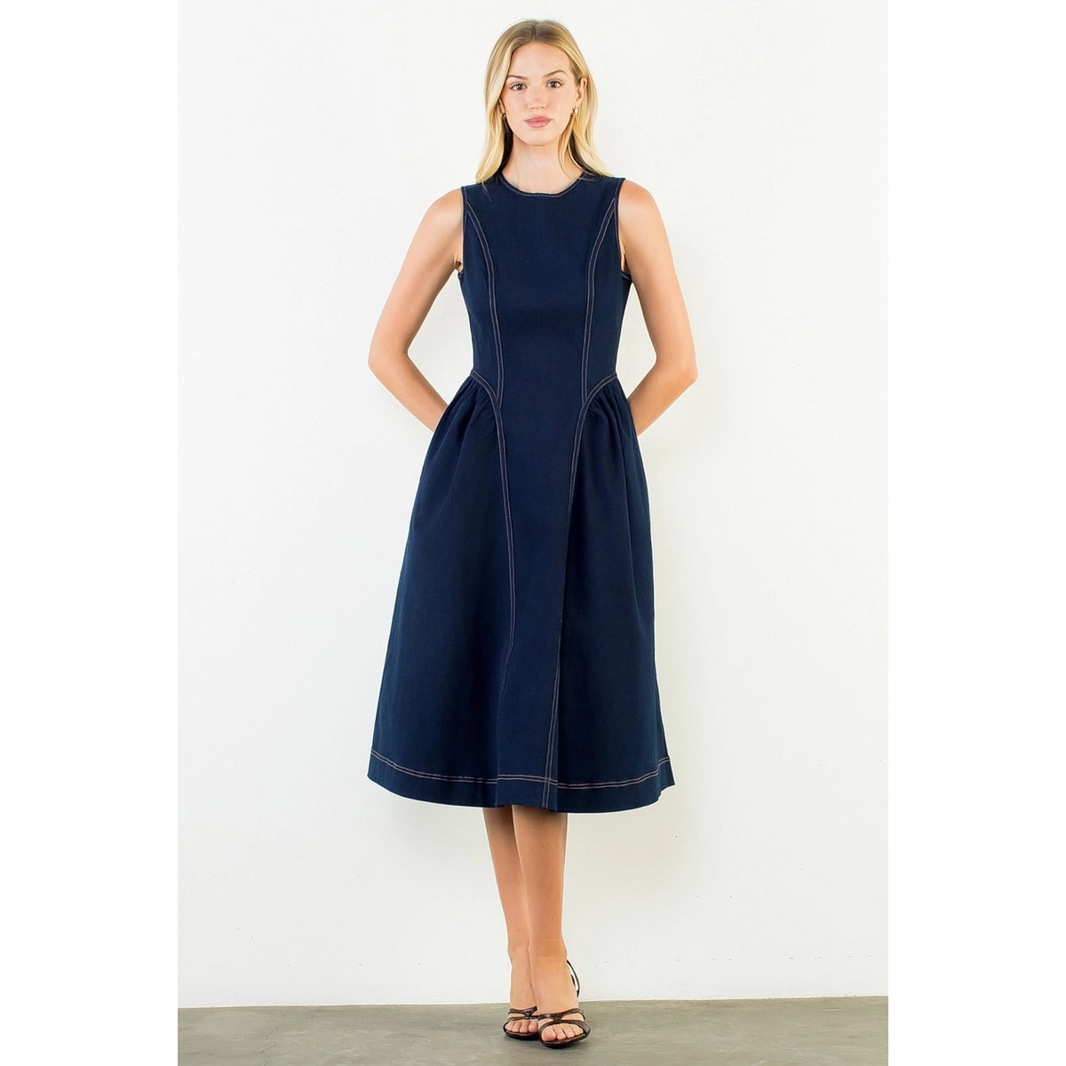 Sleeveless Denim Midi Dress