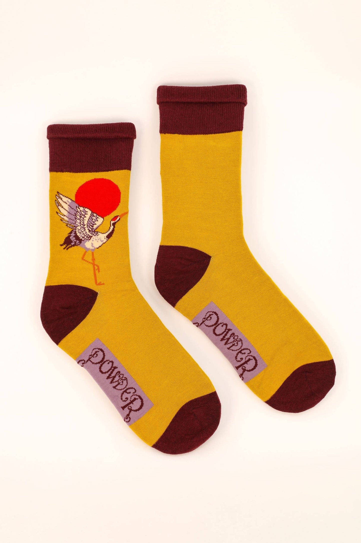 Crane at Sunrise Socks - Mustard