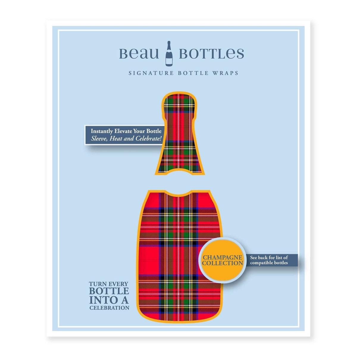 Christmas Tartan Champagne Bottle Wrap – Holiday Gift