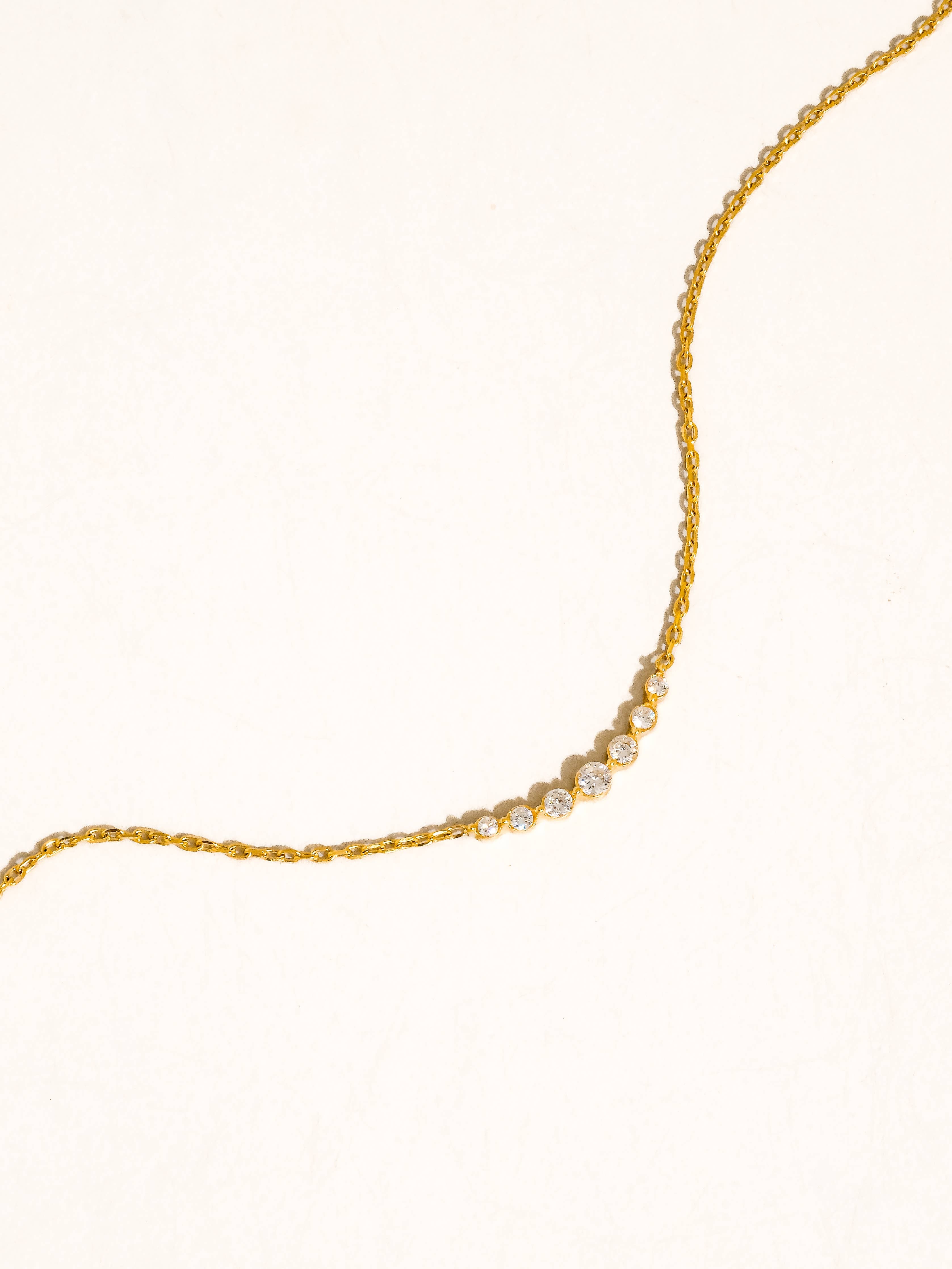 18K Gold Crystal Station Chain Necklace