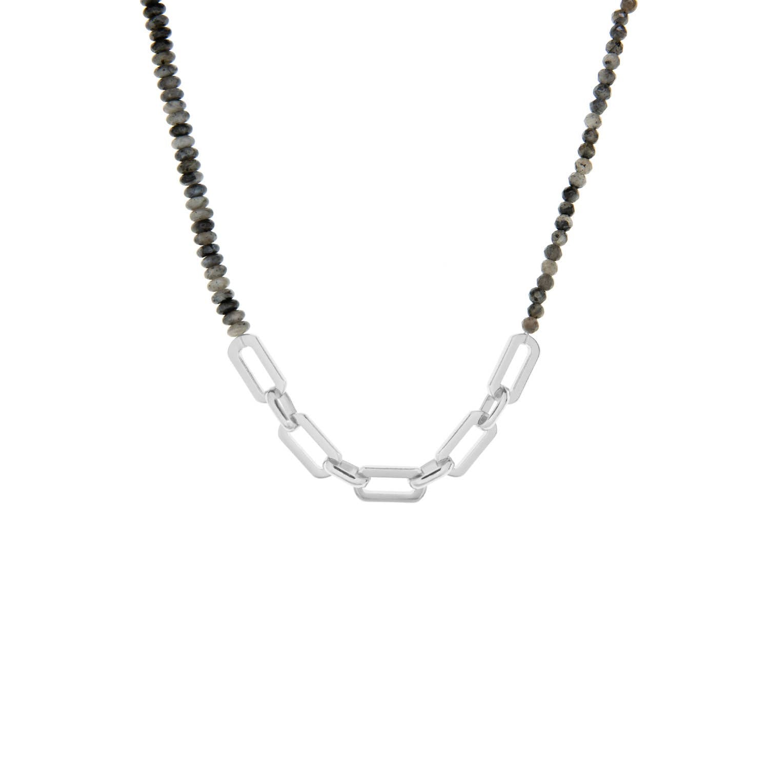 Natural stone and link chain necklace
