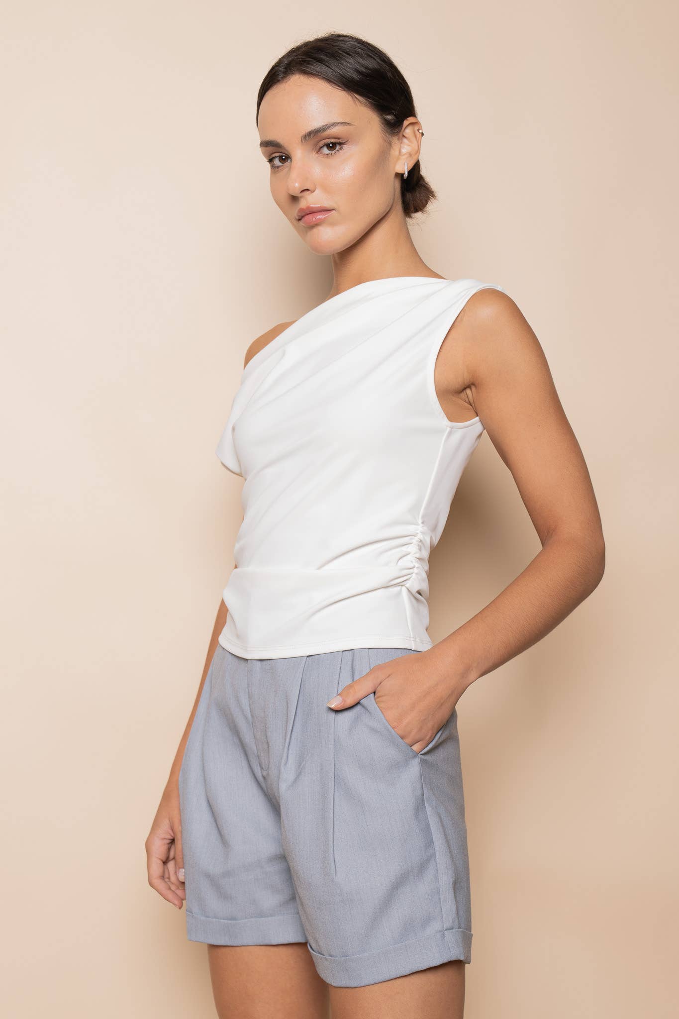 Soft Drape One Shoulder Top