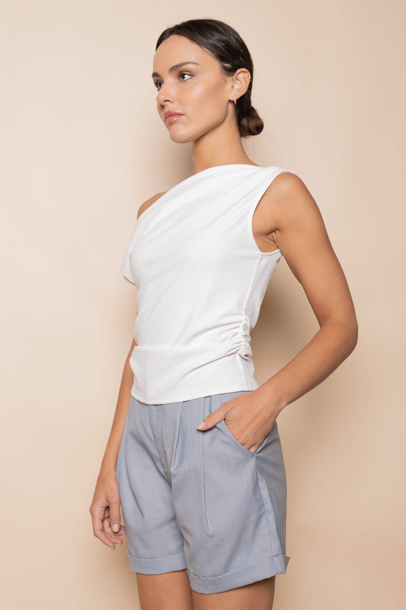 Soft Drape One Shoulder Top