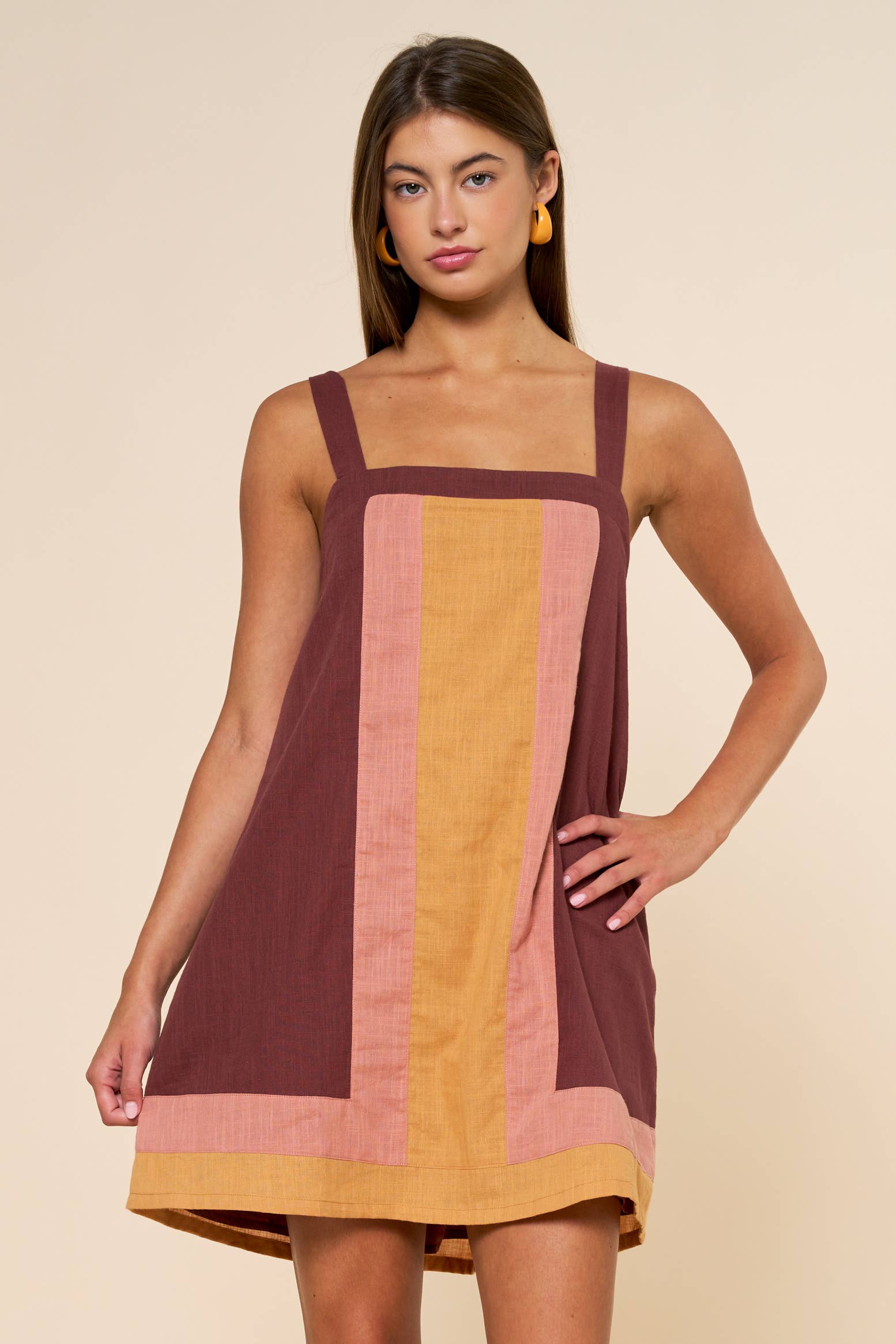 Color Block Sleeveless Mini Dress M