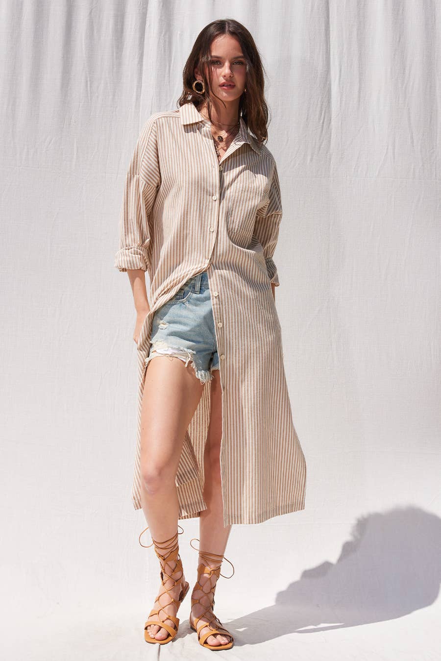 Stripe Midi Shirt Midi Dress