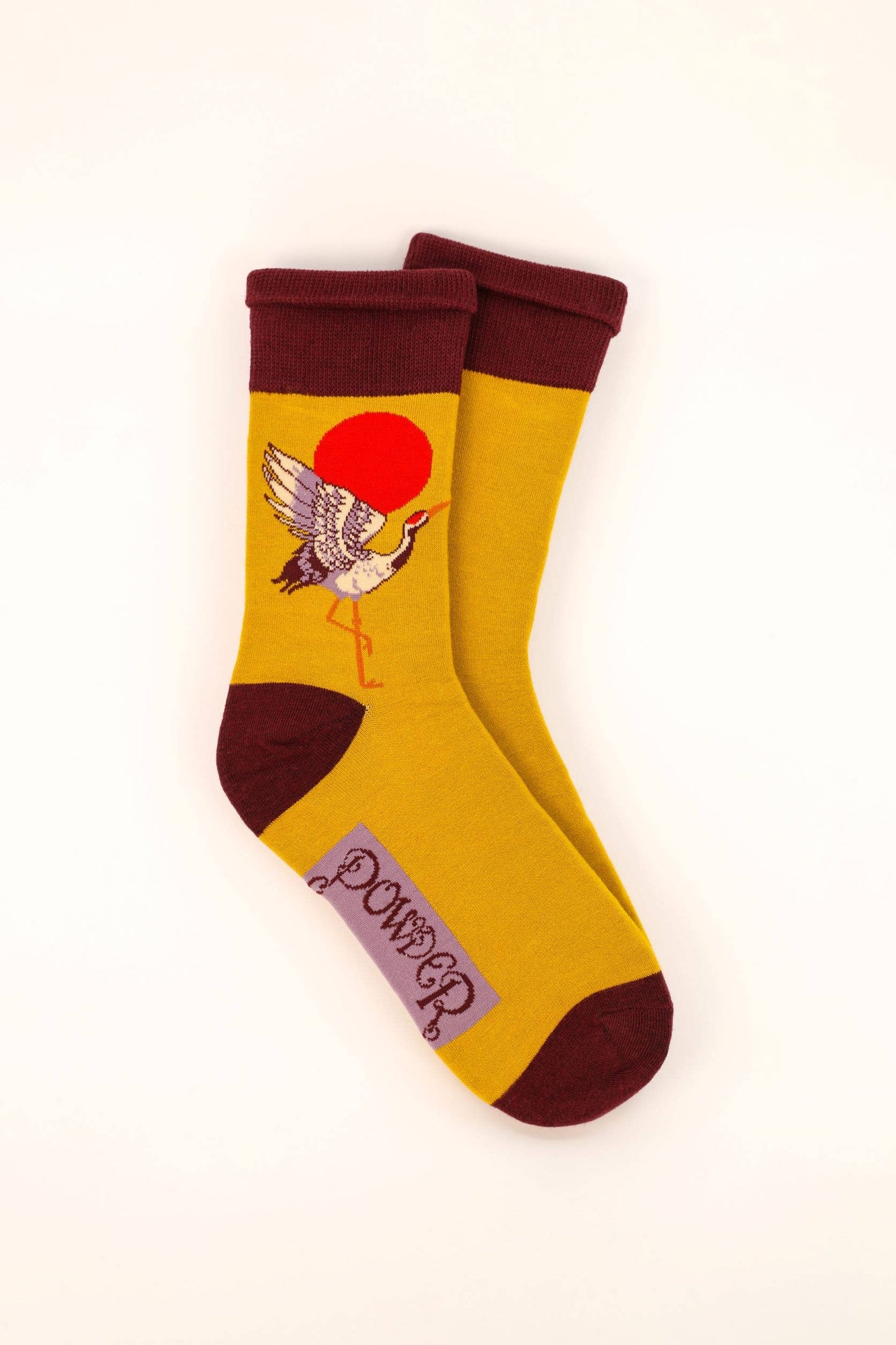 Crane at Sunrise Socks - Mustard