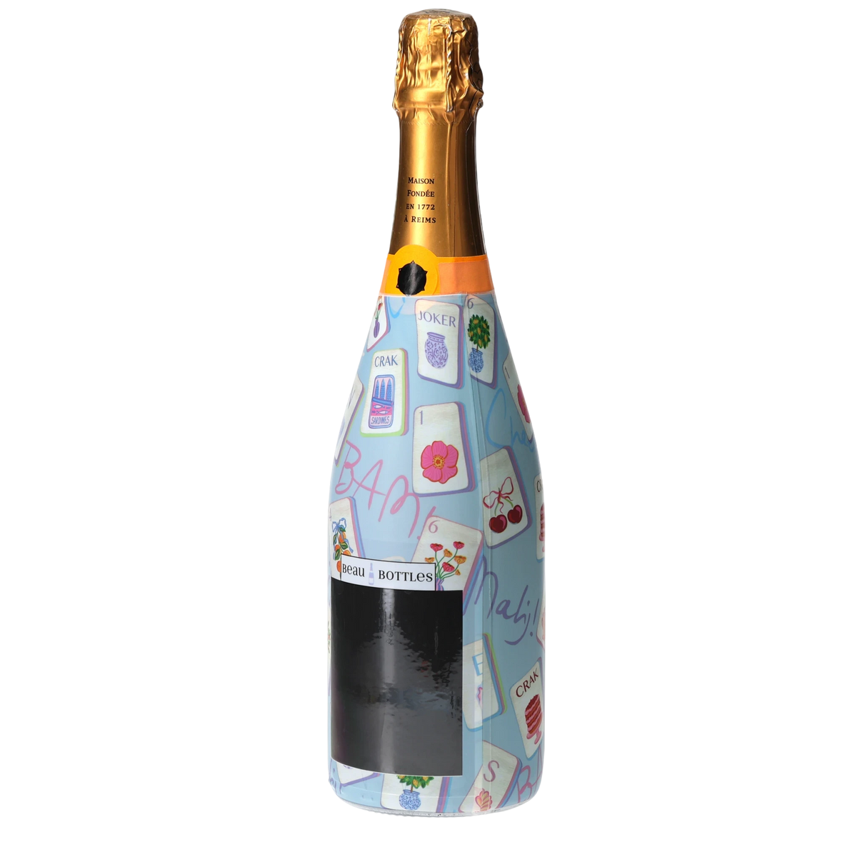 Blue Mahjong Champagne Bottle Wrap – Gift for Her