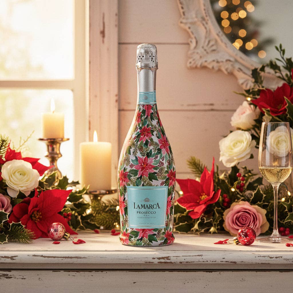 Holiday Floral Prosecco Bottle Wrap – Christmas Gift