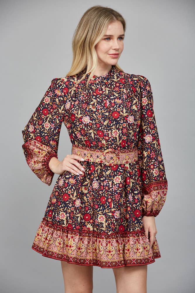 Floral Smocked Waist Mini Dress