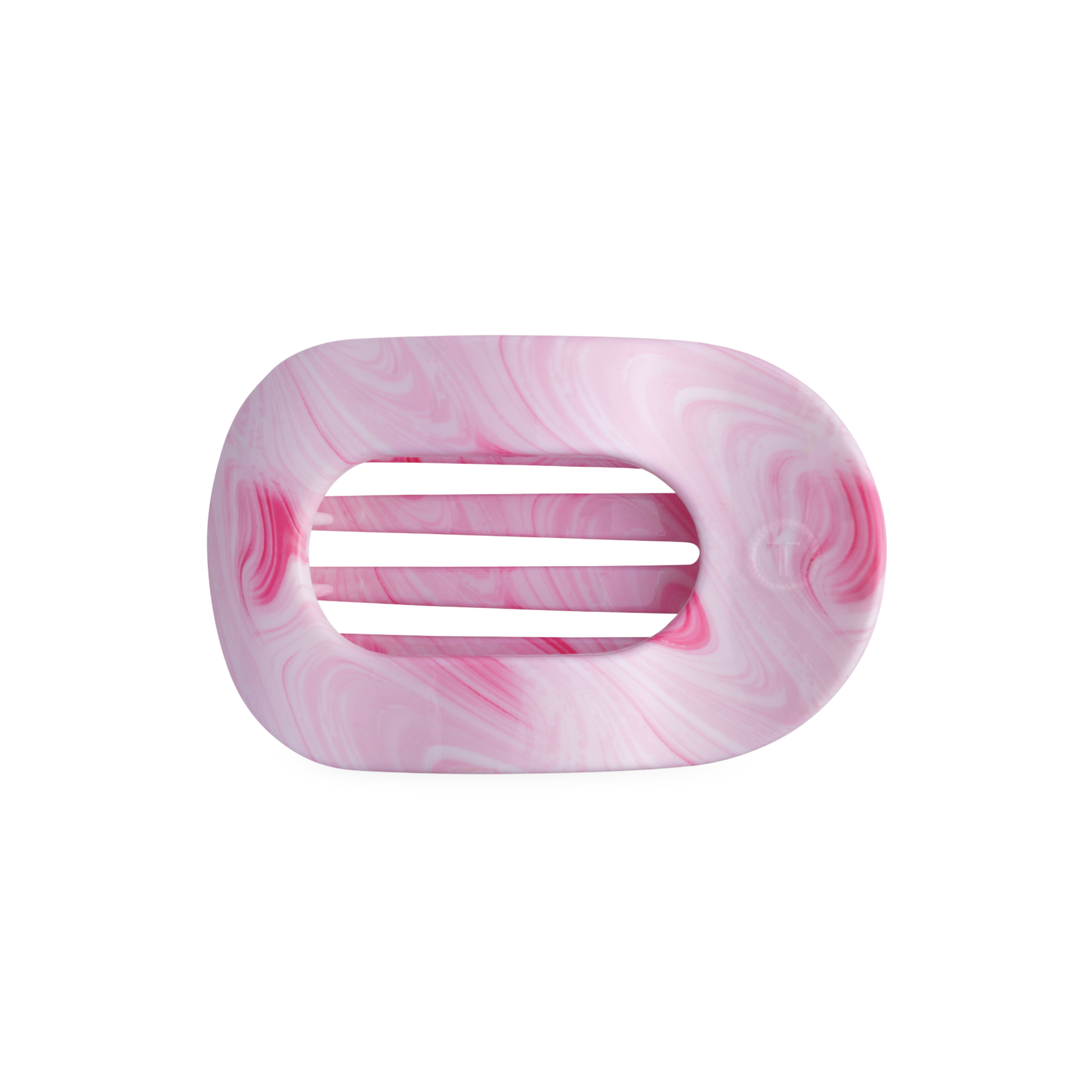 Pink marbled hair clip on a white background