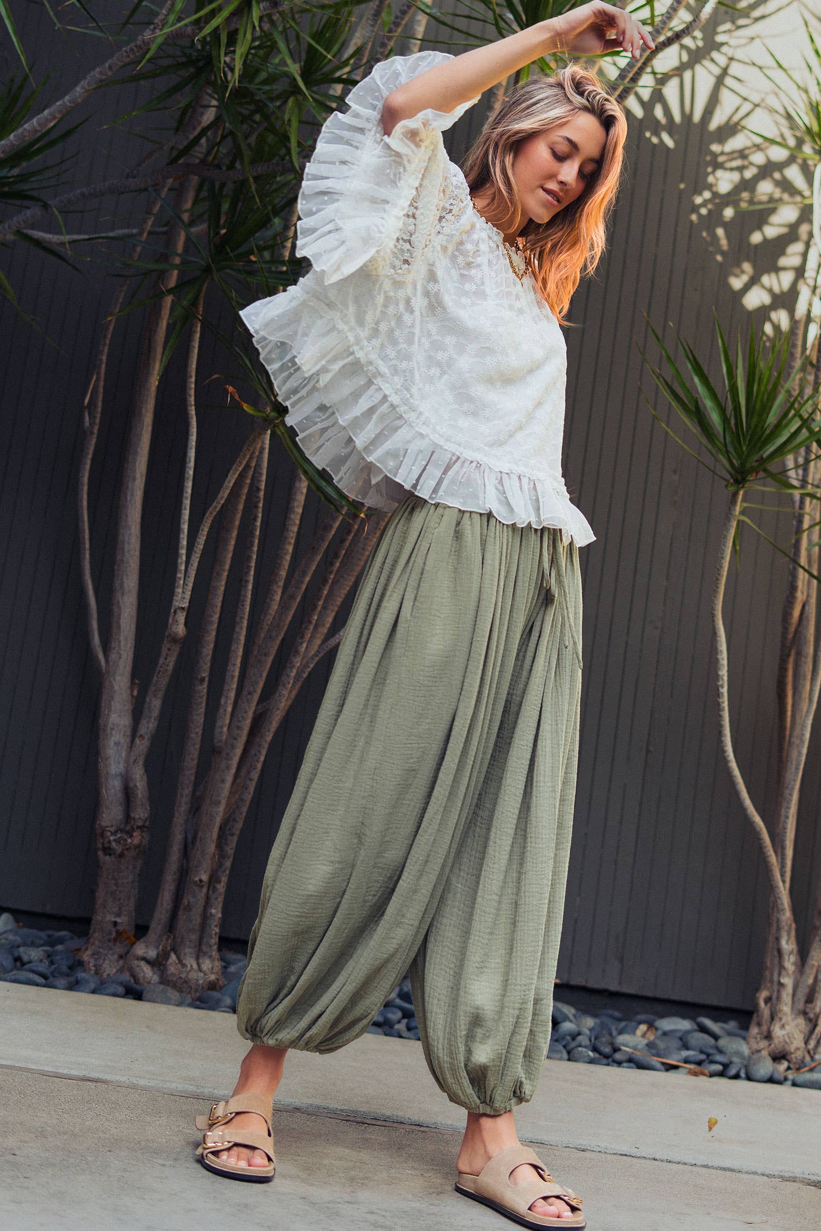 Crinkle Balloon Pants Drawstring