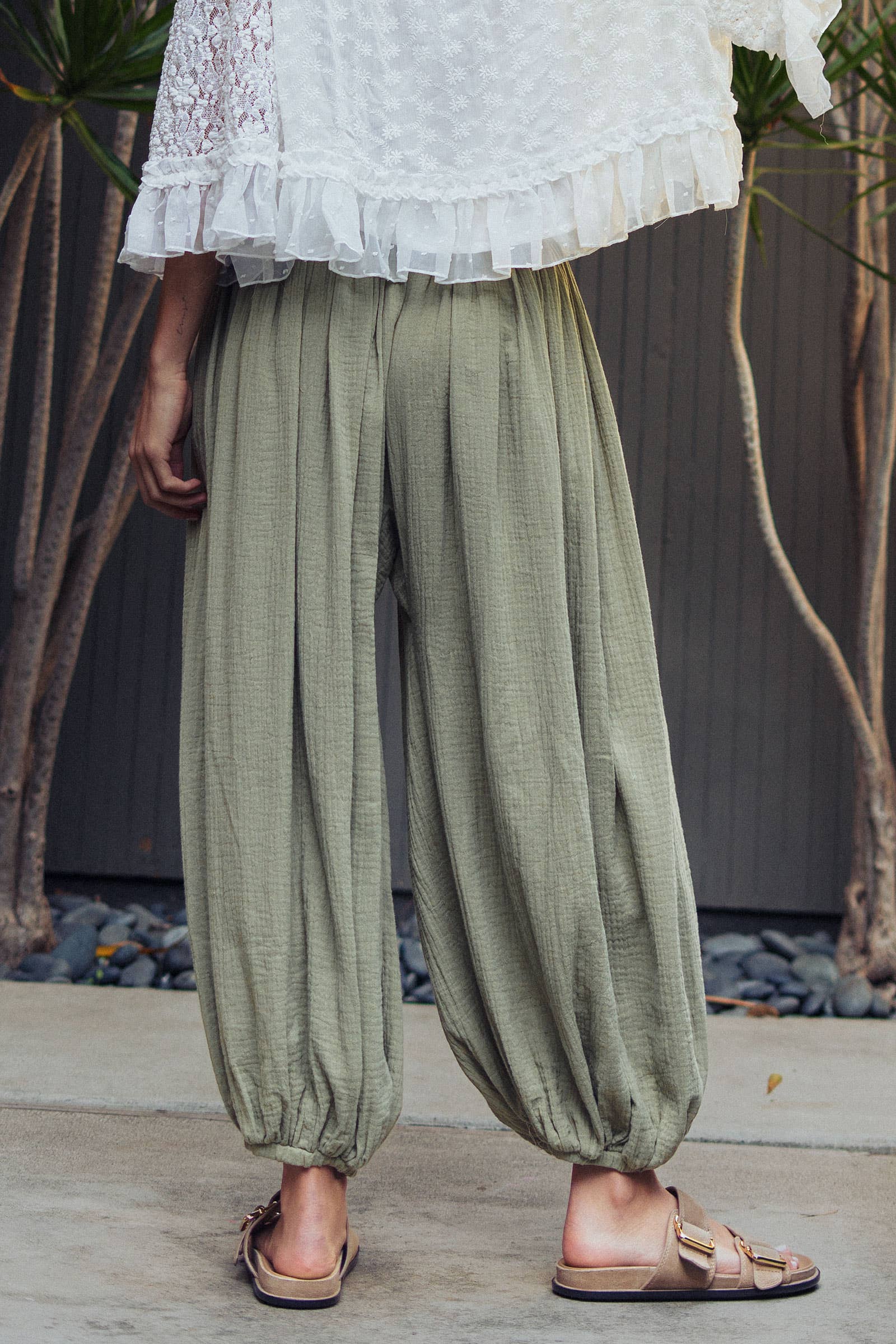 Crinkle Balloon Pants Drawstring