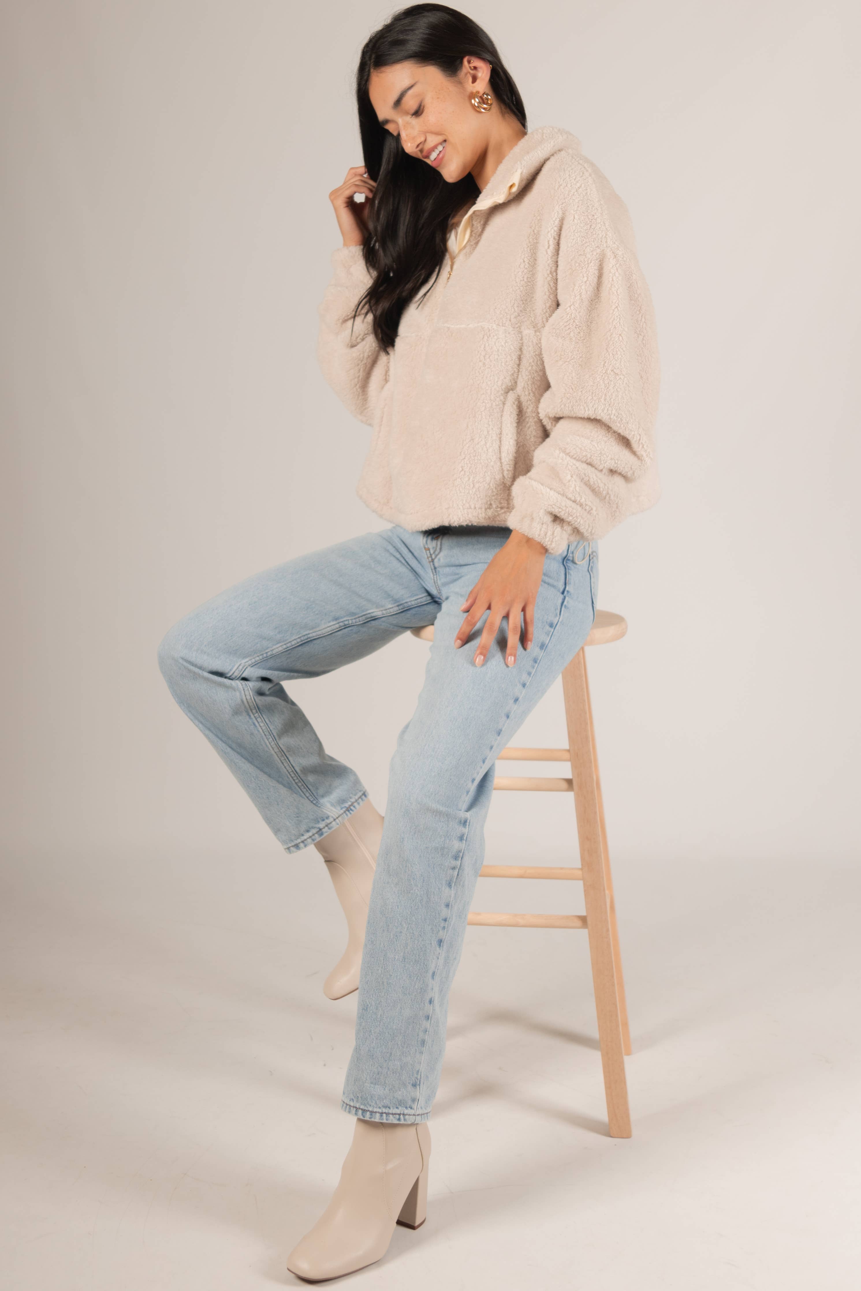 Fleece quarter zip soft sweater