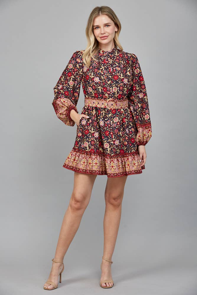 Floral Smocked Waist Mini Dress