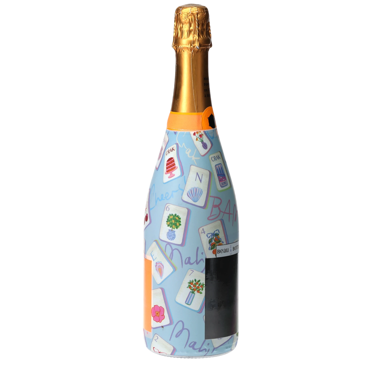 Blue Mahjong Champagne Bottle Wrap – Gift for Her