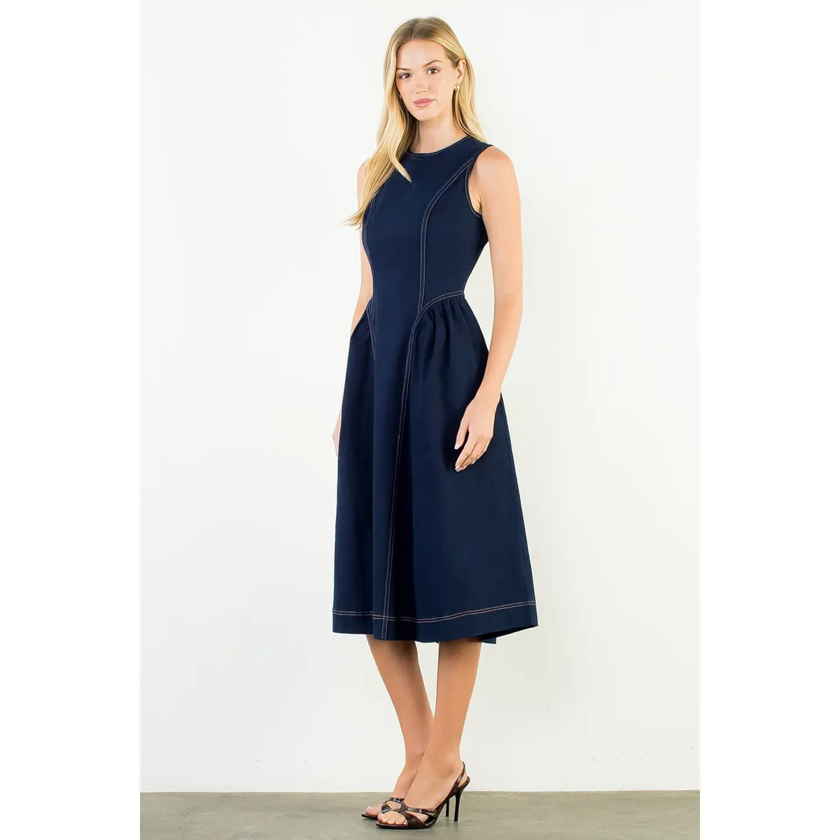 Sleeveless Denim Midi Dress