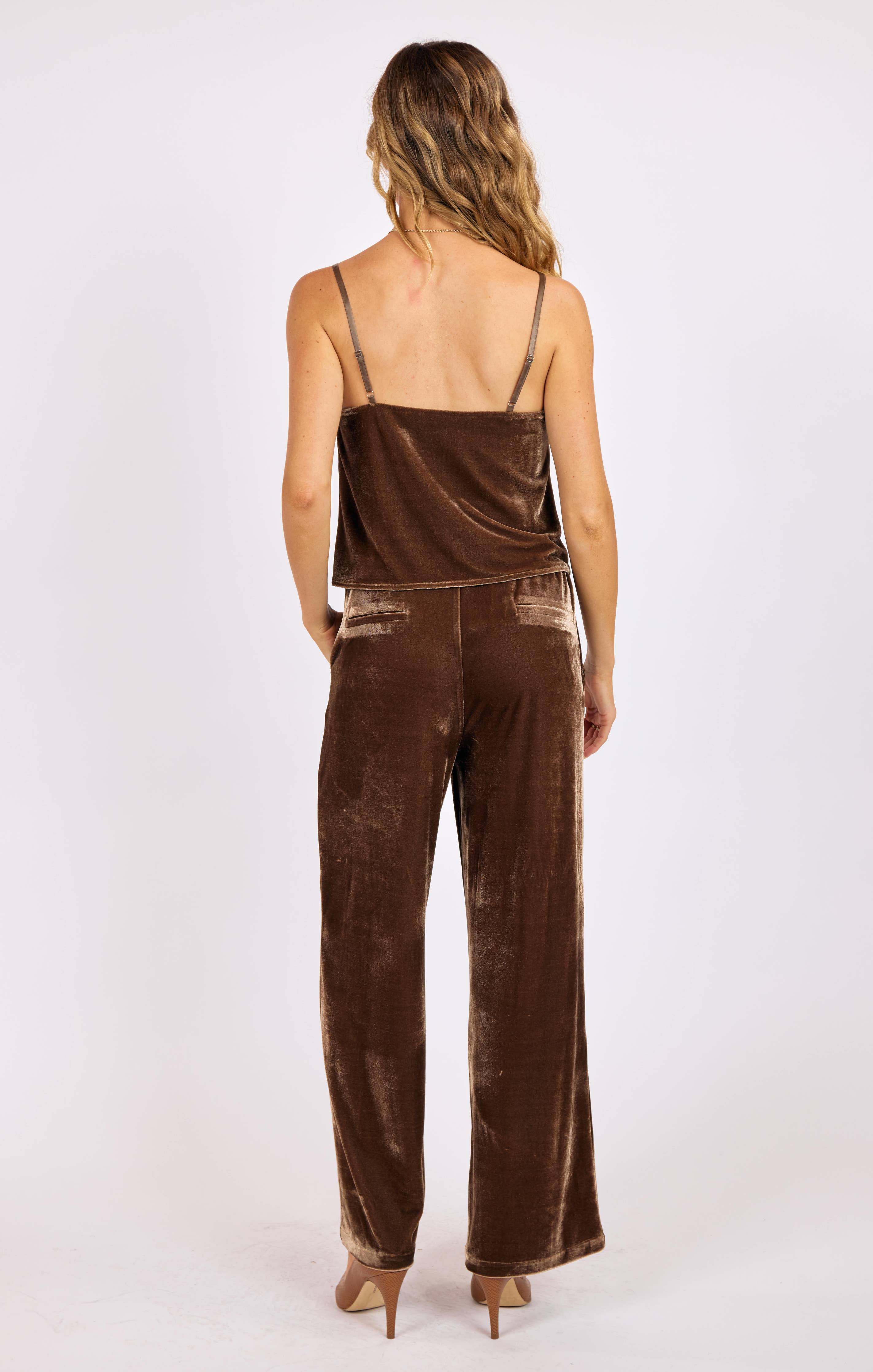 Twilight Spell Stretch Velvet Cami : MOCHA