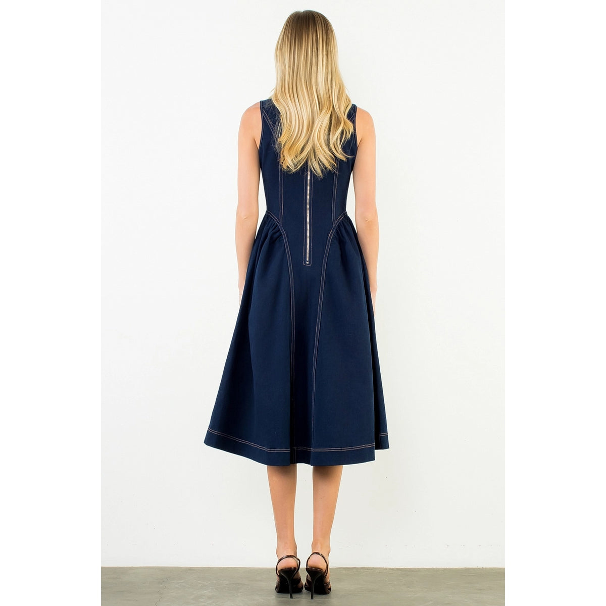 Sleeveless Denim Midi Dress