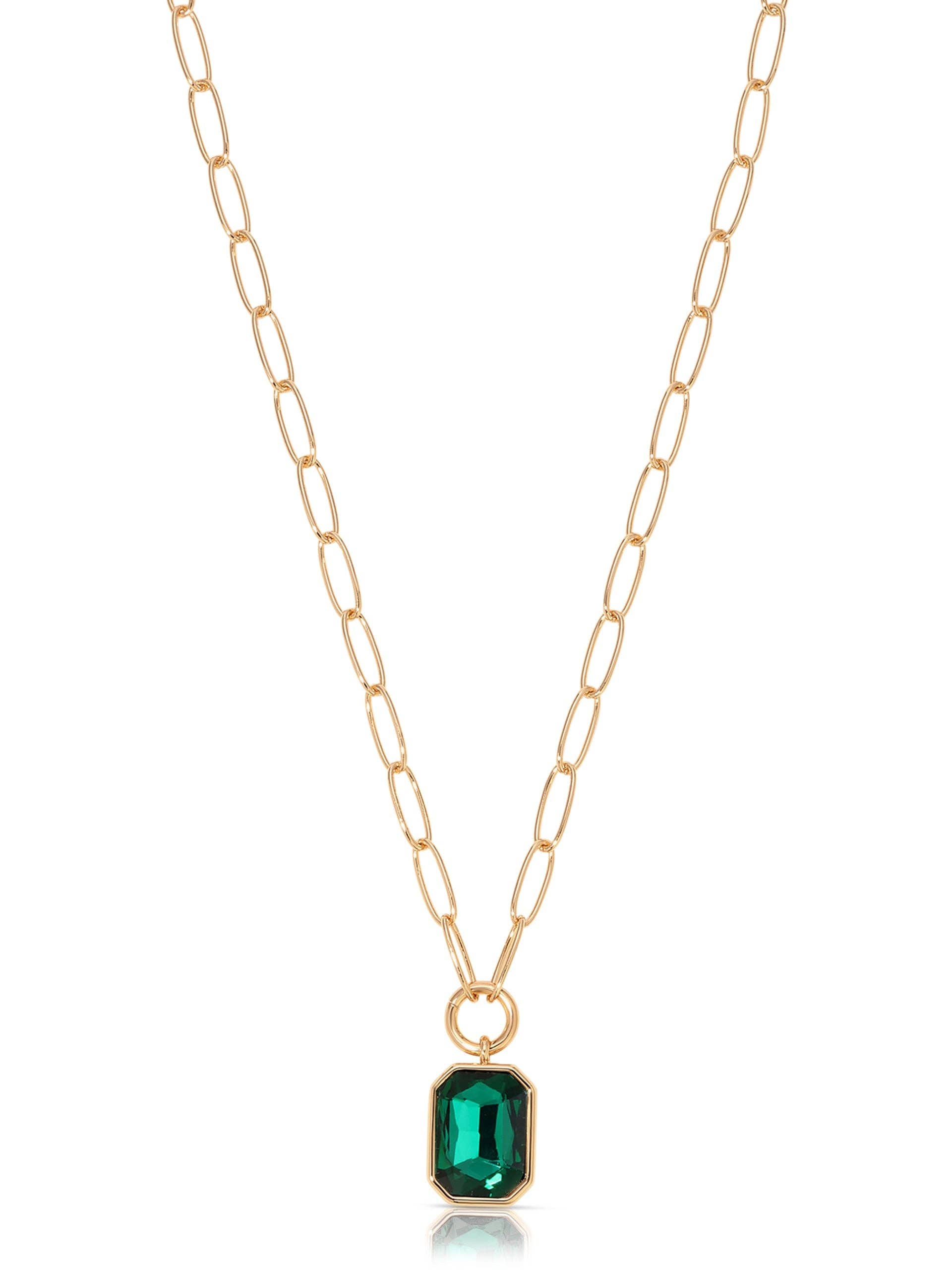 Emerald Deco Pendant Necklace