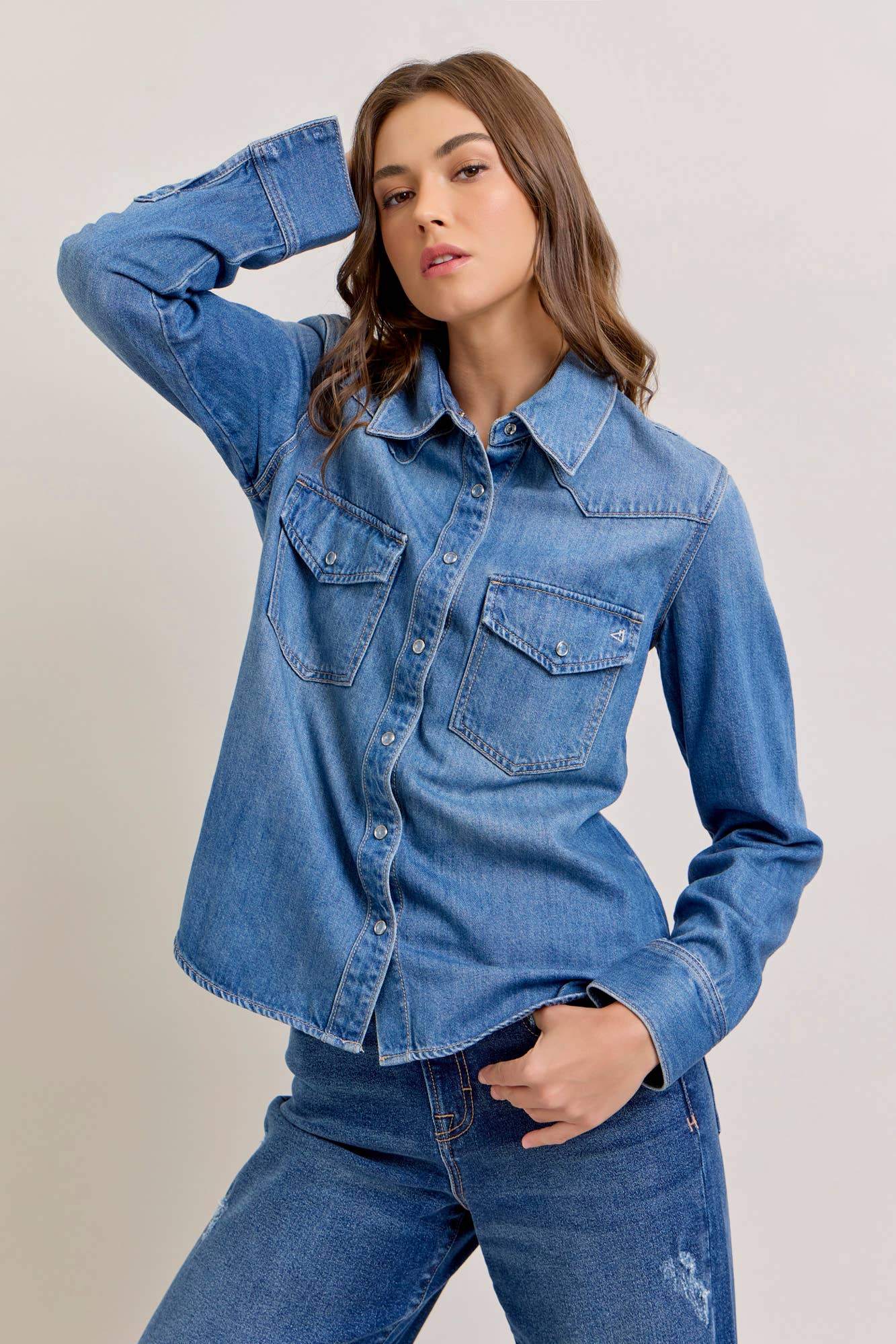 The Abby Denim Western Button Up
