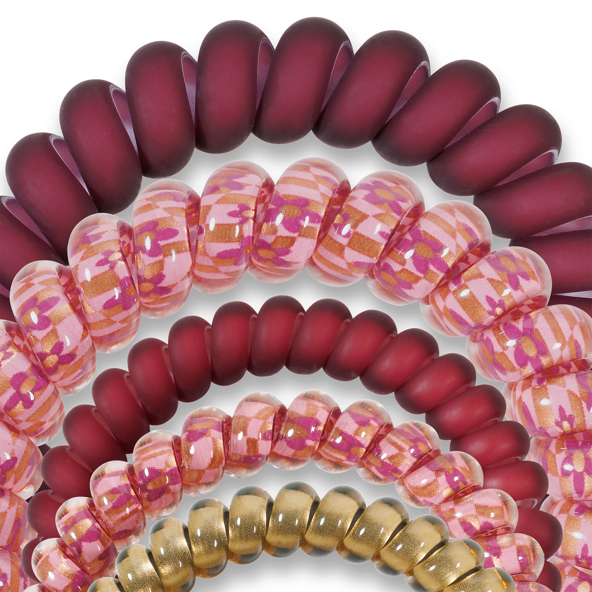 Spiral Hair Coils | Mixed Pack | Burgundy Bliss Hair Ties