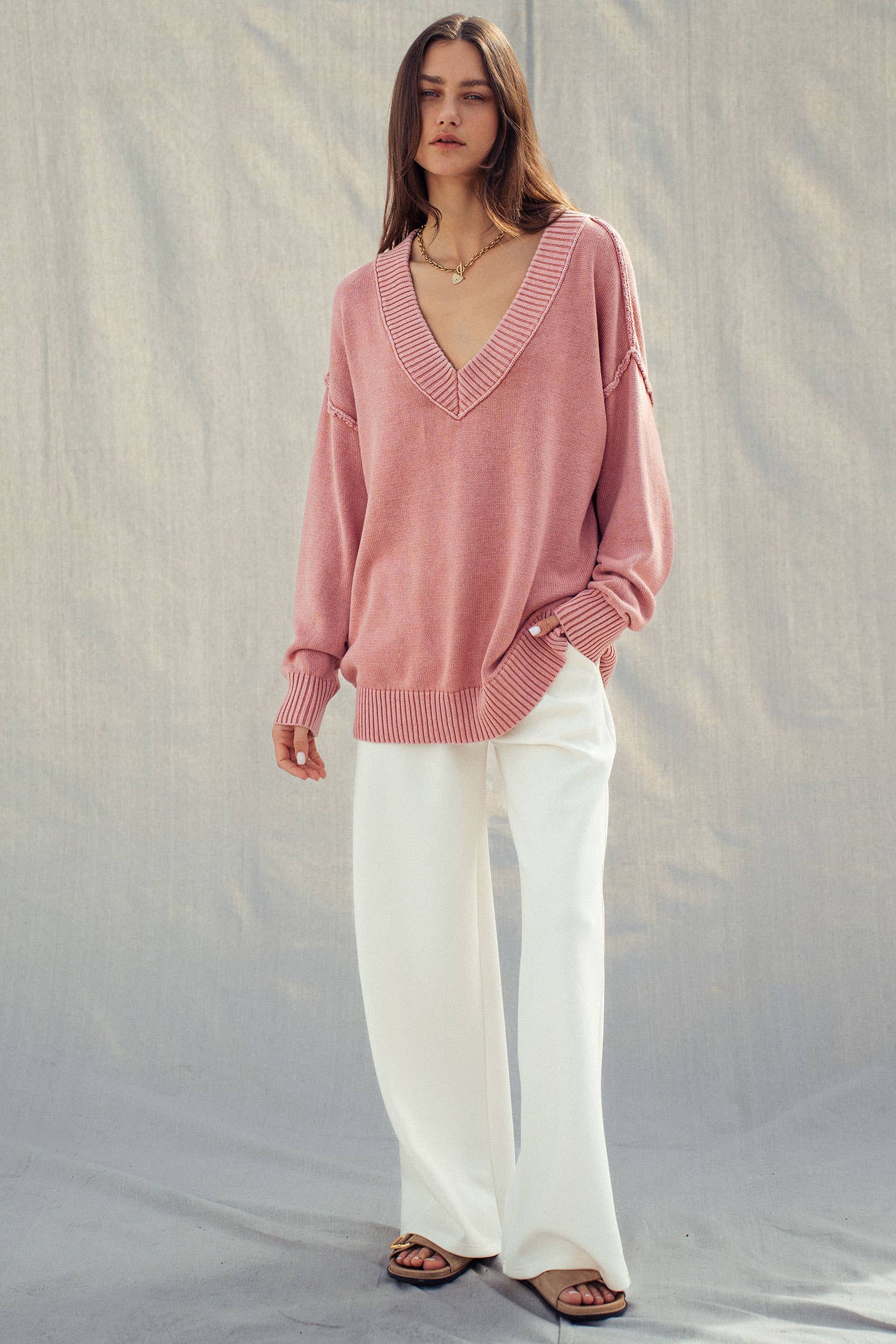 Cotton Blend Wide Leg Drawstring Lounge Pants