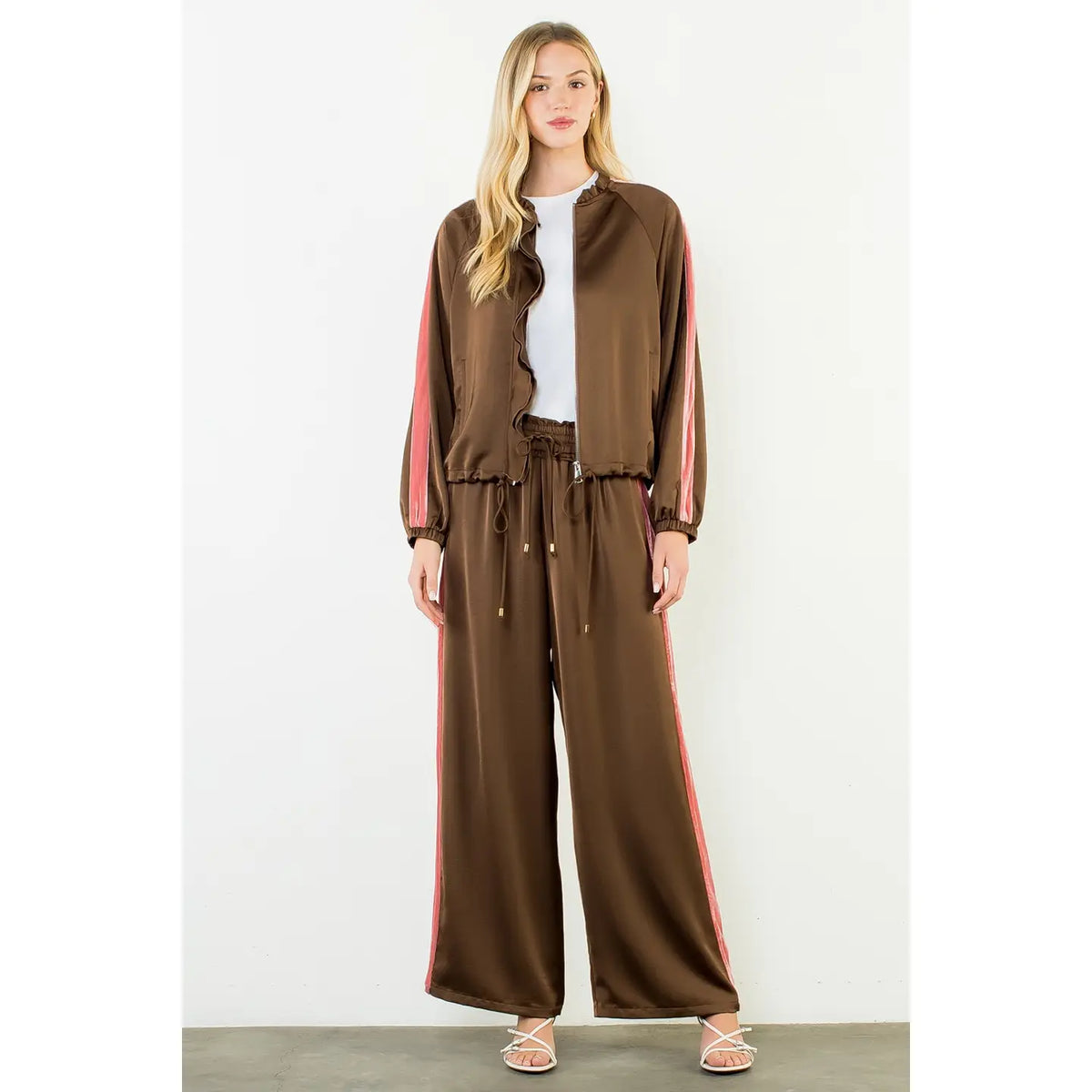 Drawstring Track Pants with Velvet Details