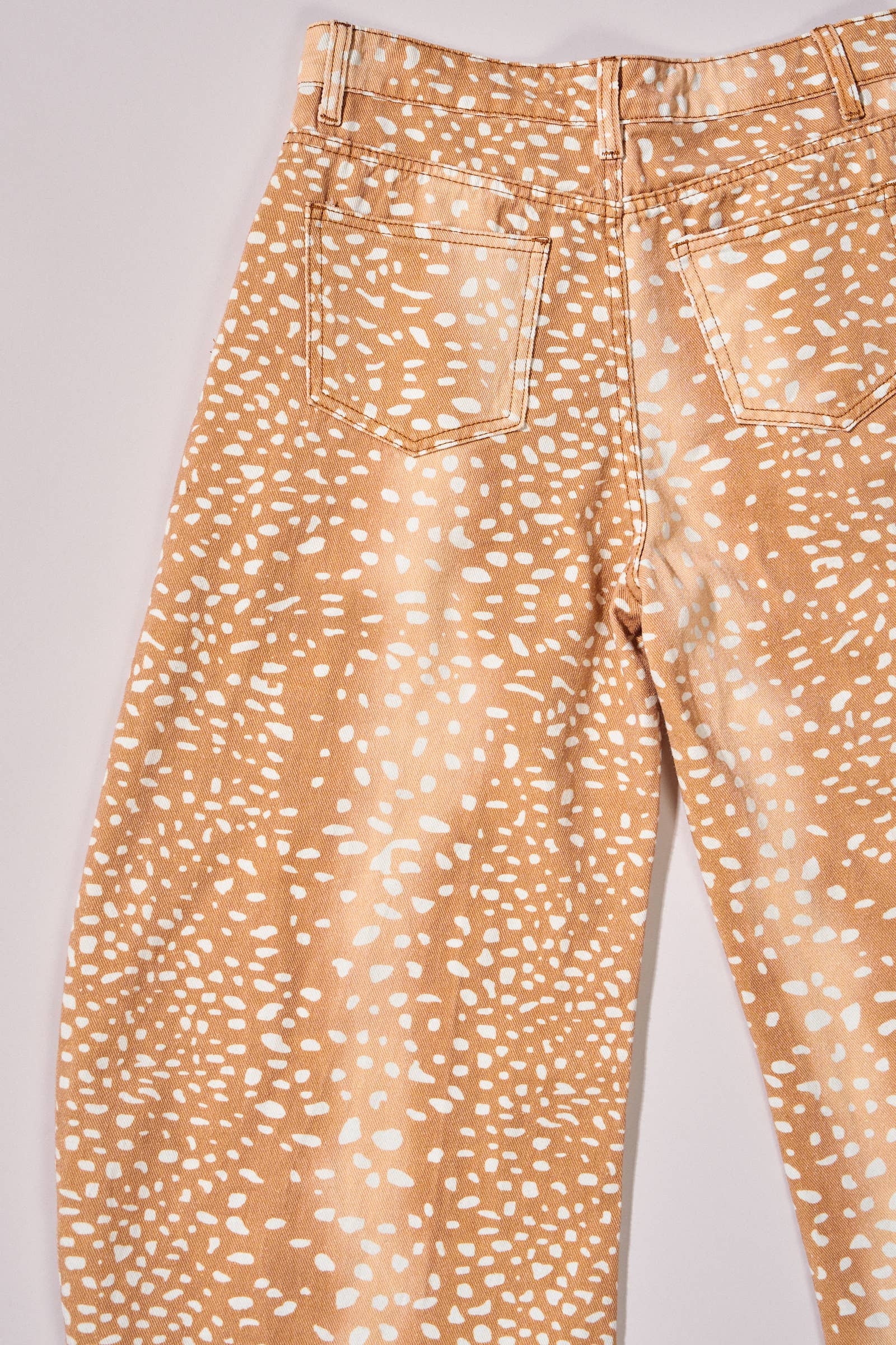 Bambi Deer Print Wide Leg Denim Pants