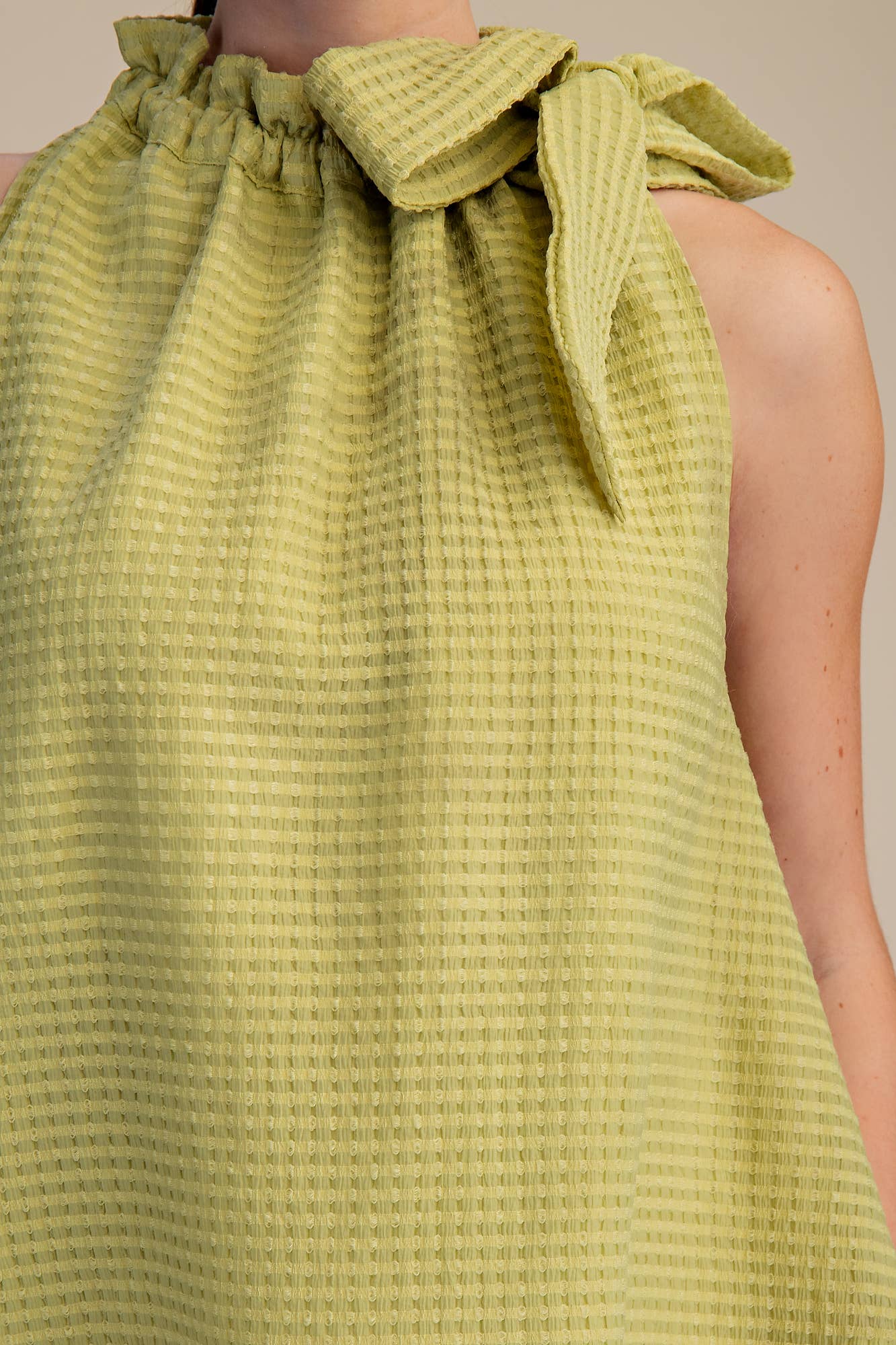 Ruffle Neck Tie Sleeveless Top