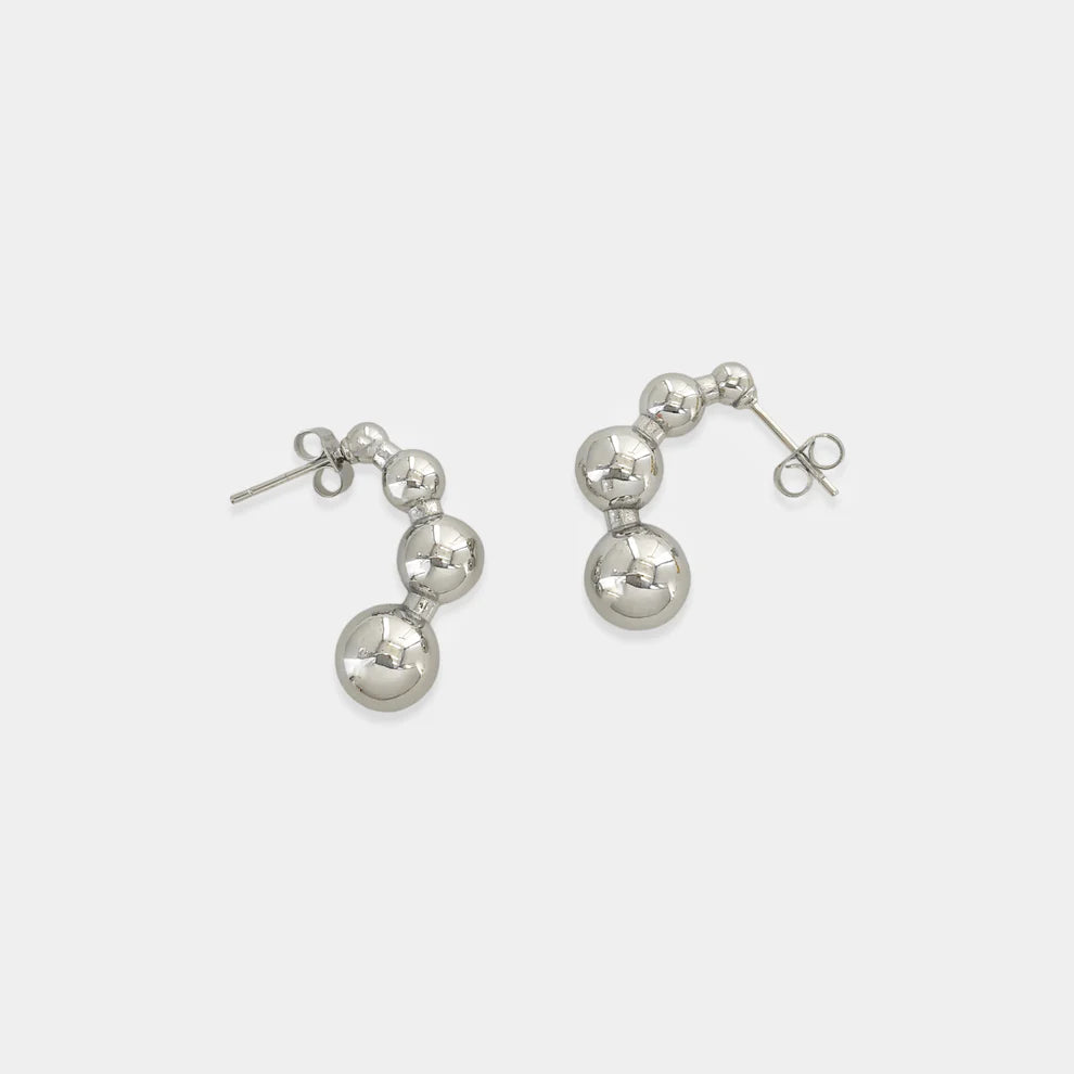 silver waterproof bead hoop womens earrings