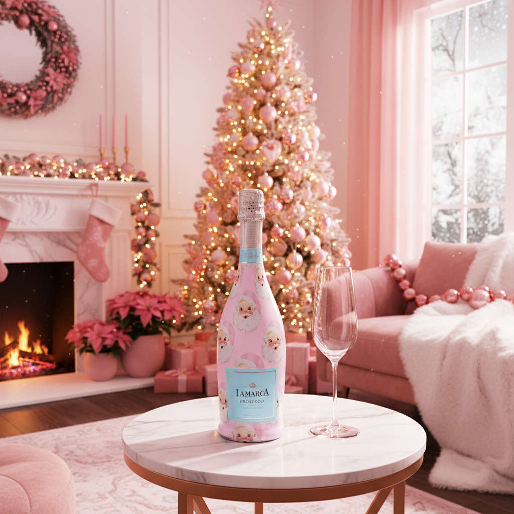 Pink Santa Prosecco Bottle Wrap – Christmas Gift