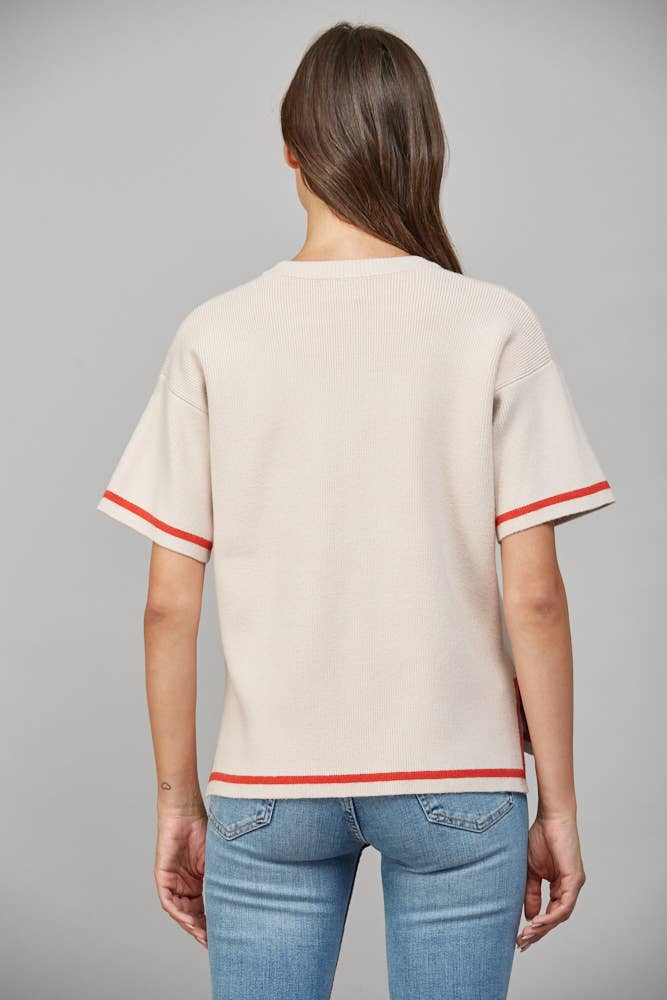 Edge Contrast Trim Sweater Tee