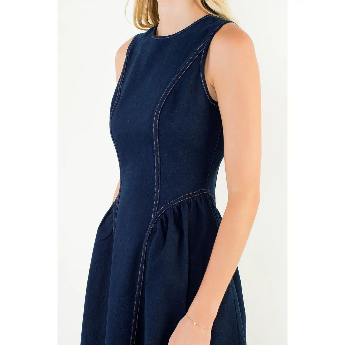 Sleeveless Denim Midi Dress